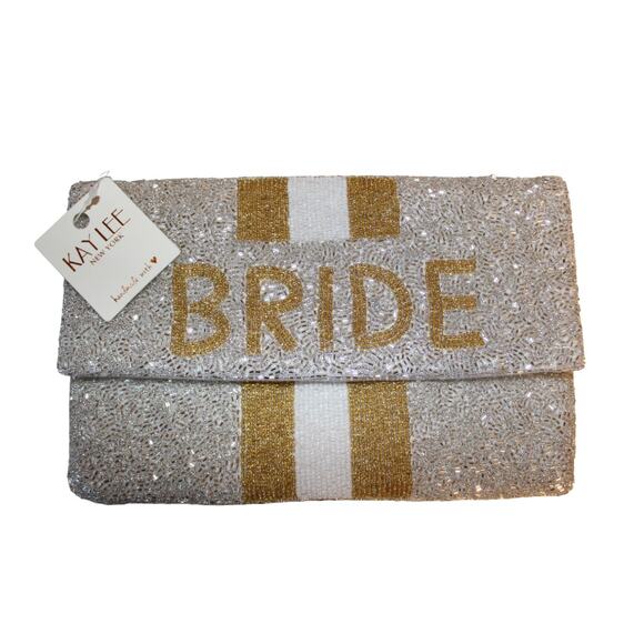 KAY LEE Fancy Beaded Bride Evening Clutch Crossbody Bag #KB2 - Picture 1 of 4